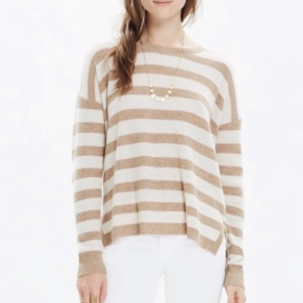 Madewell Warmlight Tan & Cream Striped Pullover Sweater - M